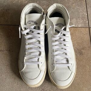 P448 White Women's High-Top Leather Sneakers - Size 37
